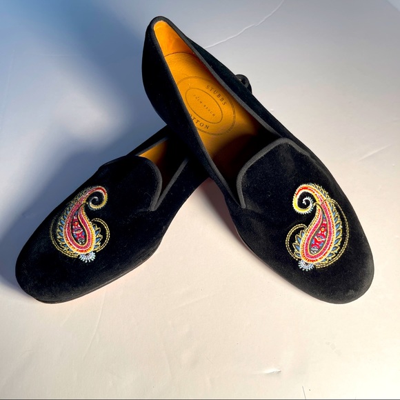 Stubbs & Wootton Shoes Stubbs Wootton Black Velvet Smoking Slippers
